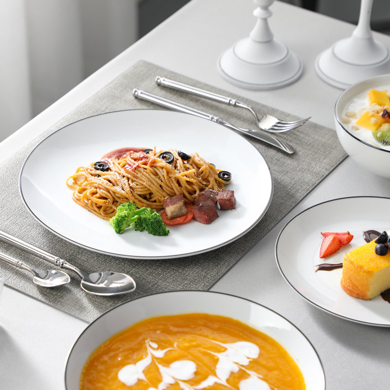 24 Piece Porcelain China Dinnerware Set - Service for 6