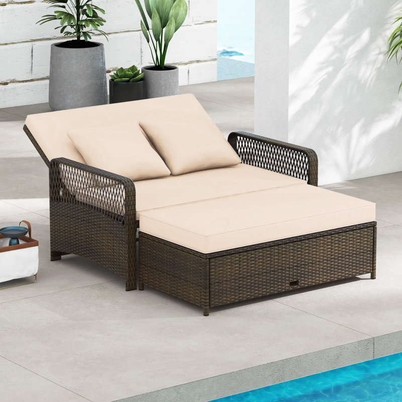 123cm Long Chaise Lounge Set with Cushions