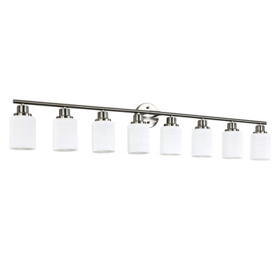 8- Bathroom Wall Sconce, Brushed Nickel With Frosted Glass Shade, Modern Minimalist For Hallway & Bedroom, , Warm Glow, Easy Installation Steps ,