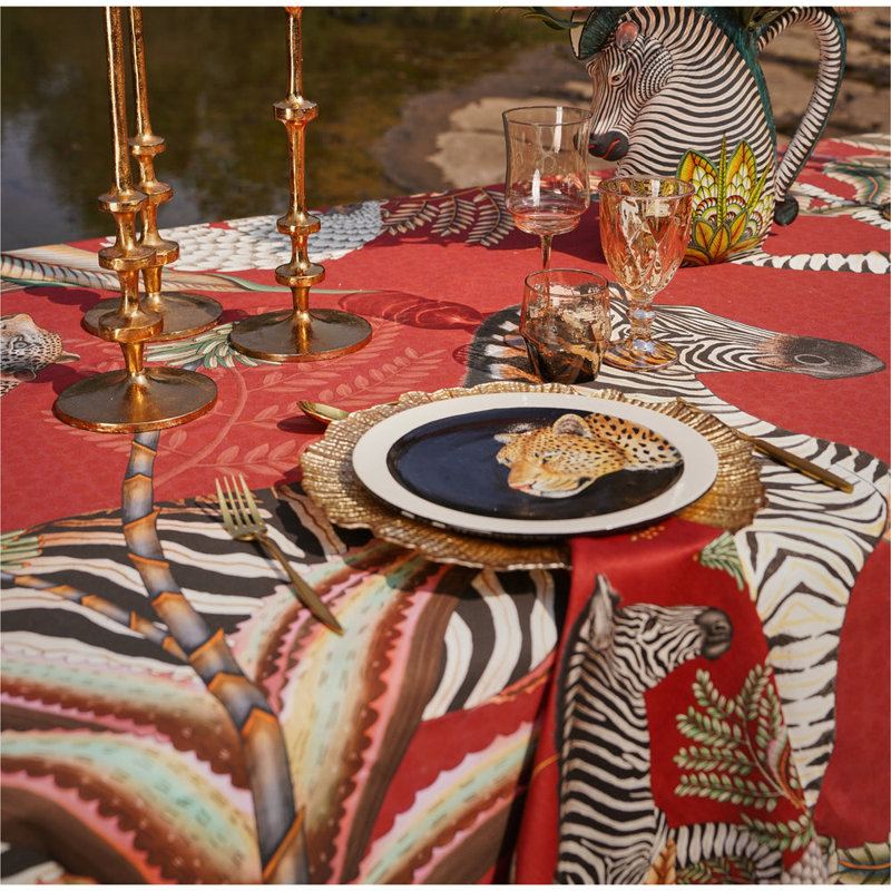 Tablecloth - Pangolin Park - Royal Red - Large - Cotton, 94'' L x 63'' W