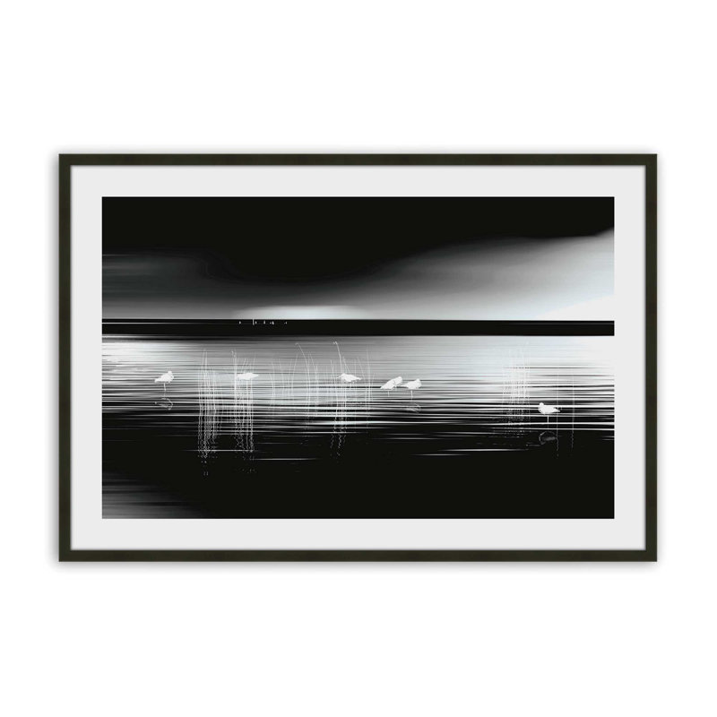 Impression de marées fantomatiques, H 12 po x l 15 po, Noir satiné