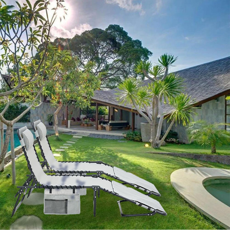 Folding Lounge Chair with Canopy 2 Pcs