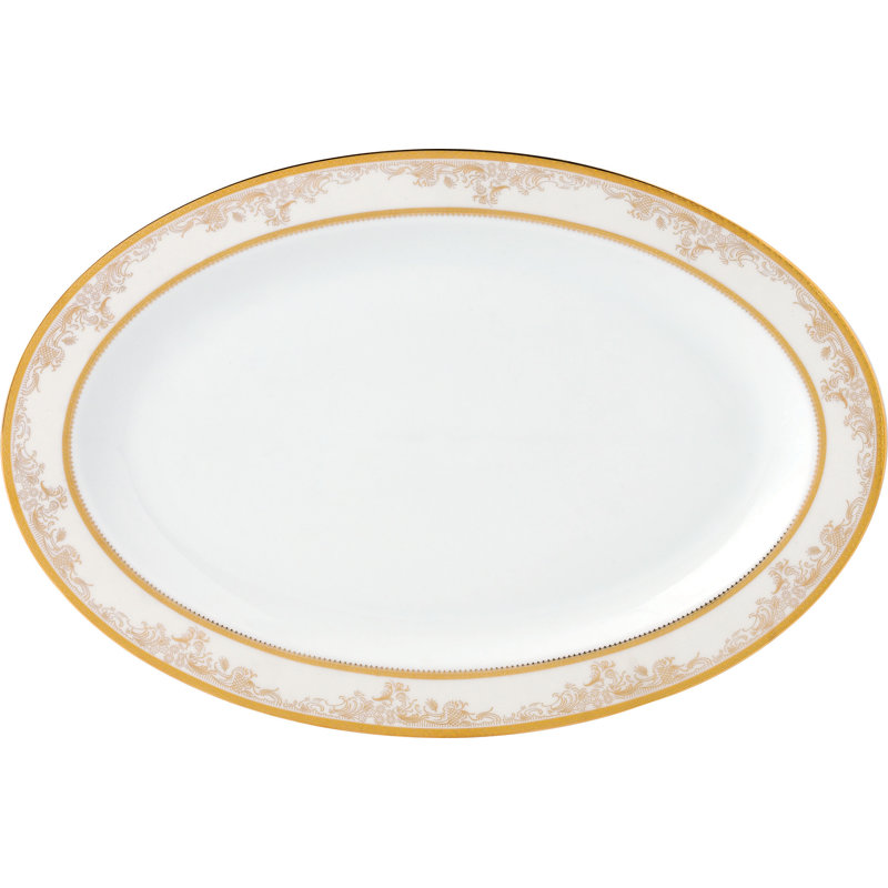 Elegant Gold and Ivory Scroll Porcelain Dinnerware Set for 8