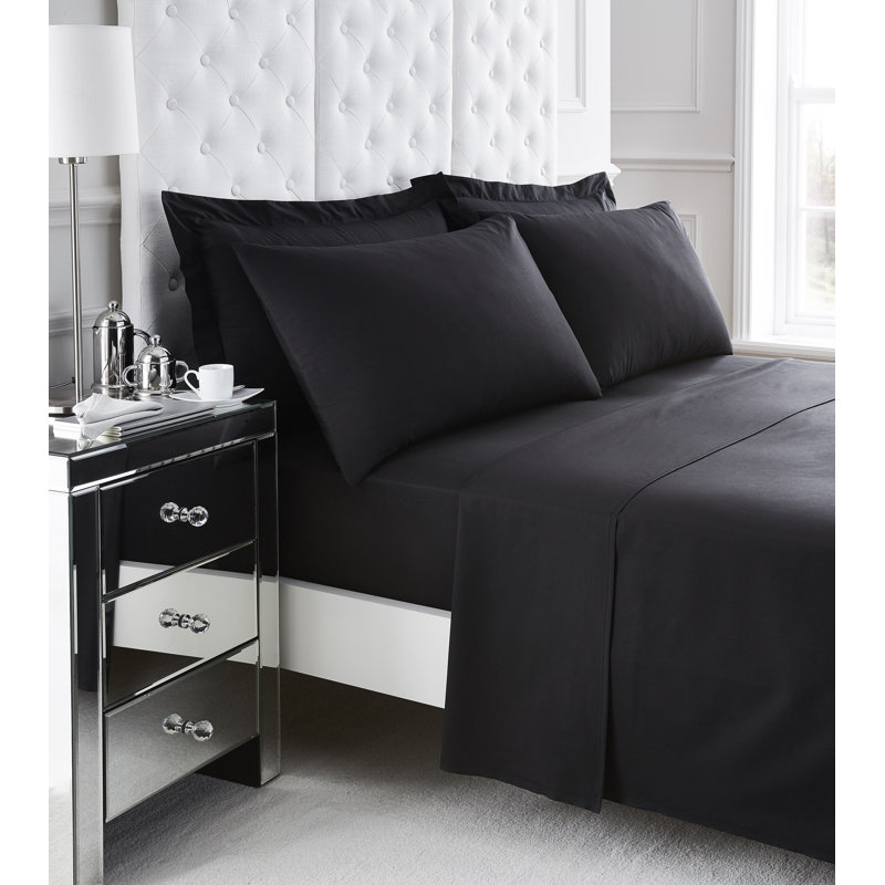 PERCALE FLAT SHEET SUPER KING SILVER, Black, Single (3')