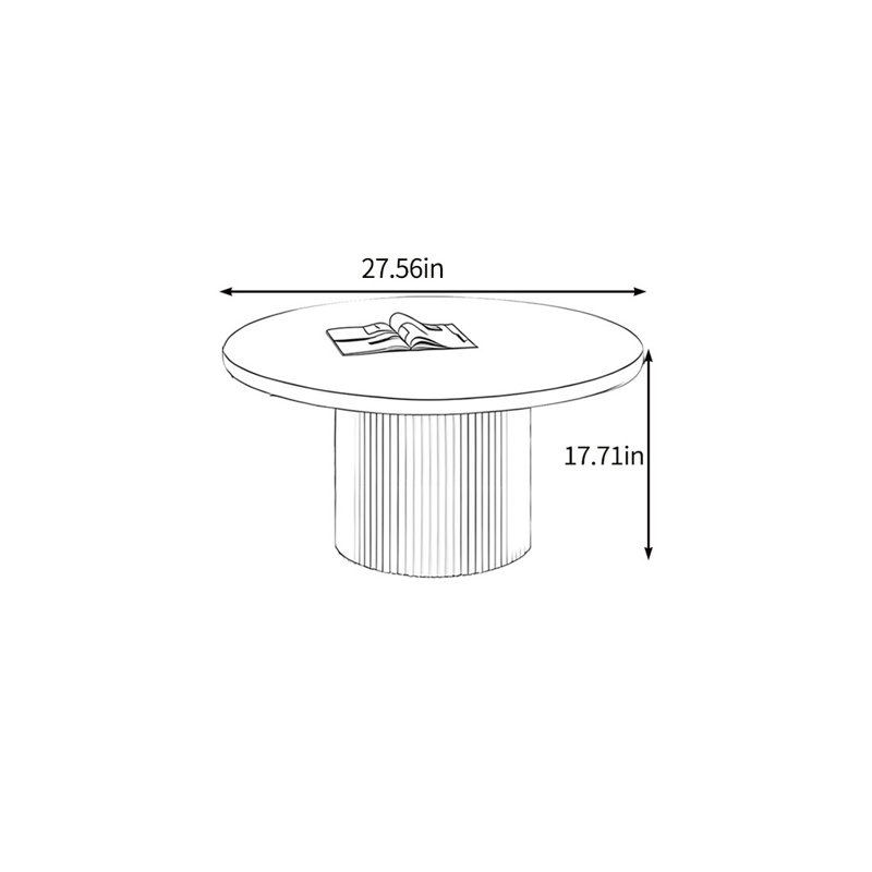 Table basse circulaire en pierre frittée, H 17,71 po x L 27,56 po x l 27,56 po, Noir