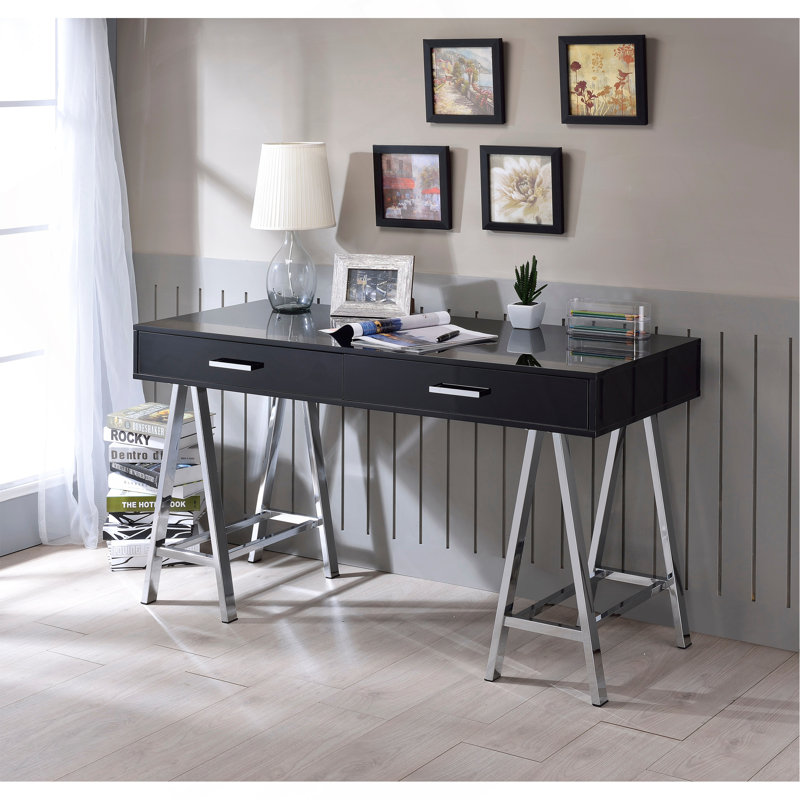 Bureau d'écriture polyvalent ultrabrillant avec USB et plusieurs options de rangement