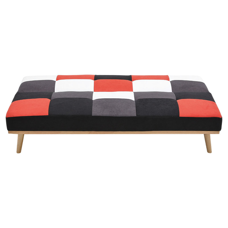 3 Seater Fabric Sofa, Black/Grey/Red