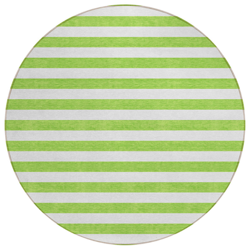 Washable Striped Indoor / Outdoor Rug, Round 8'