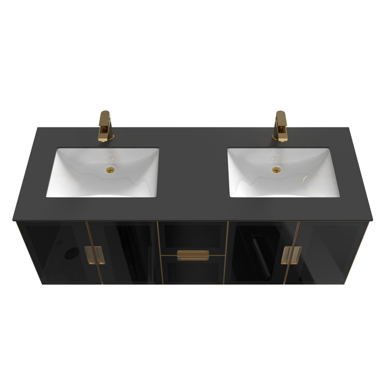 Ensemble de meuble-lavabo double 60 po Wyneken, Noir
