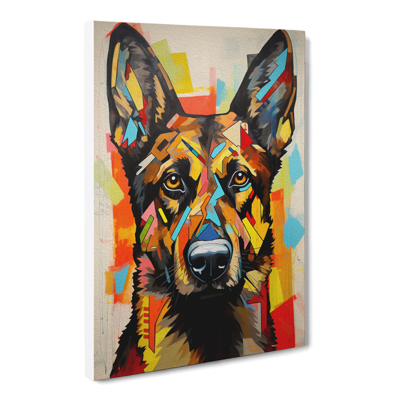 German Shepherd Expressionism - Wrapped Canvas, 76cm H x 50cm W x 3cm D
