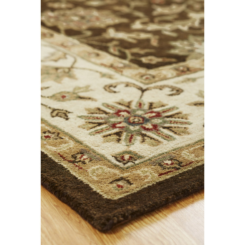 Wool Oriental Area Rug in Brown, Round 8'
