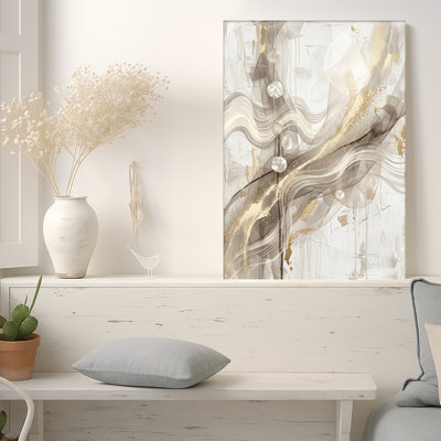 Toile abstraite dorée et taupe