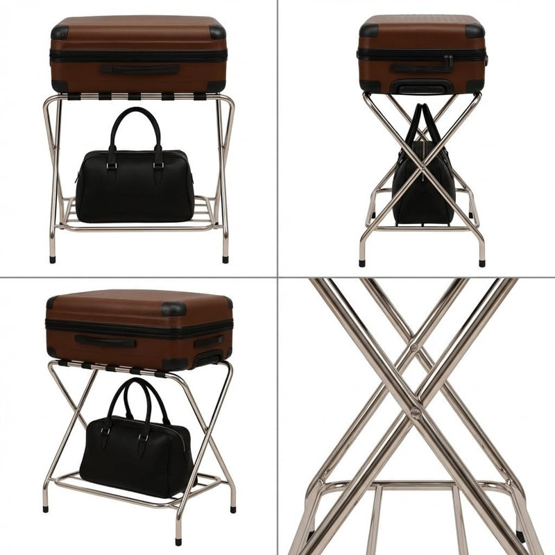 Porte-bagages pliable à deux niveaux avec sangles USTECH - paquet de 5