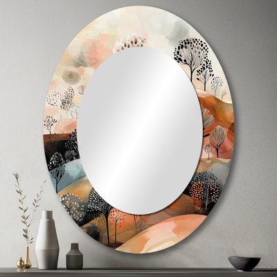 Miroir décoratif brun sur fond de montagne abstrait brun I - Paysages