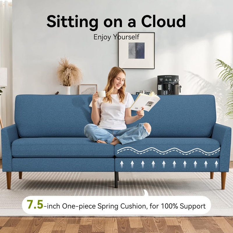Upholstered Standard Loveseat, 35.6" H x 88" W x 26.4" D, Blue Linen