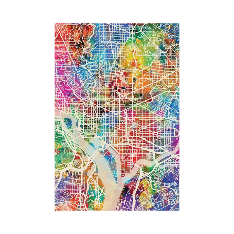 Washington DC Street Map I by Michael Tompsett - Wrapped Canvas Gallery-Wrapped Canvas Giclée, 20.32 cm H x 30.48 cm W