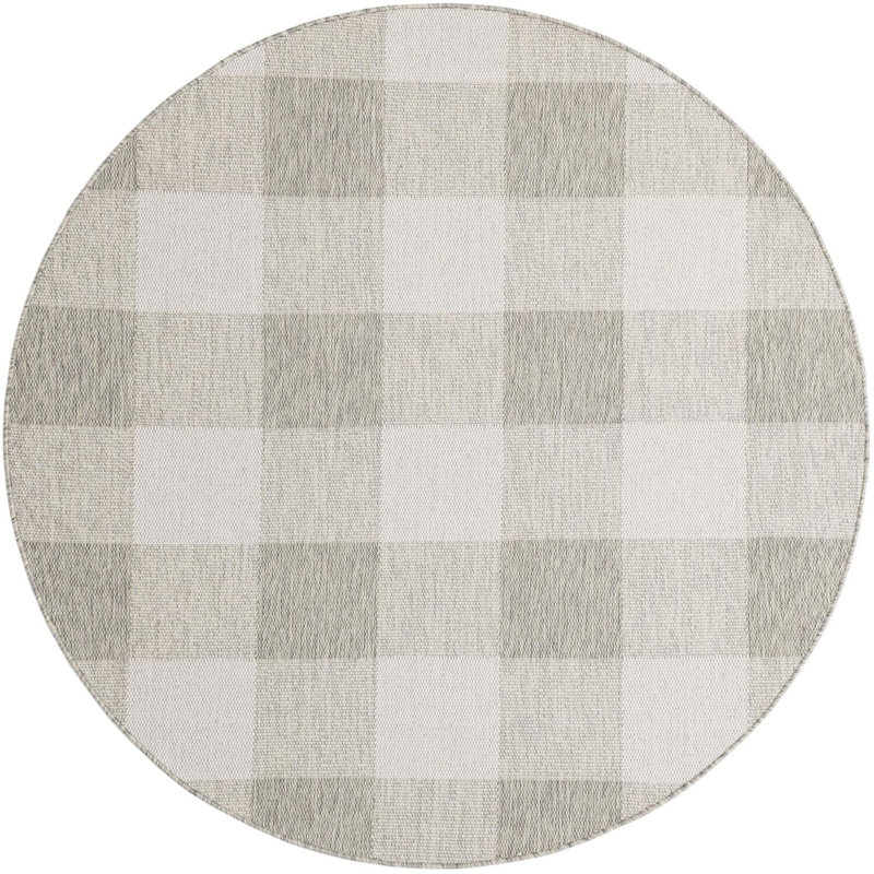 Tapis intérieur / extérieur gris Borland, Rond 6 pi 1 po