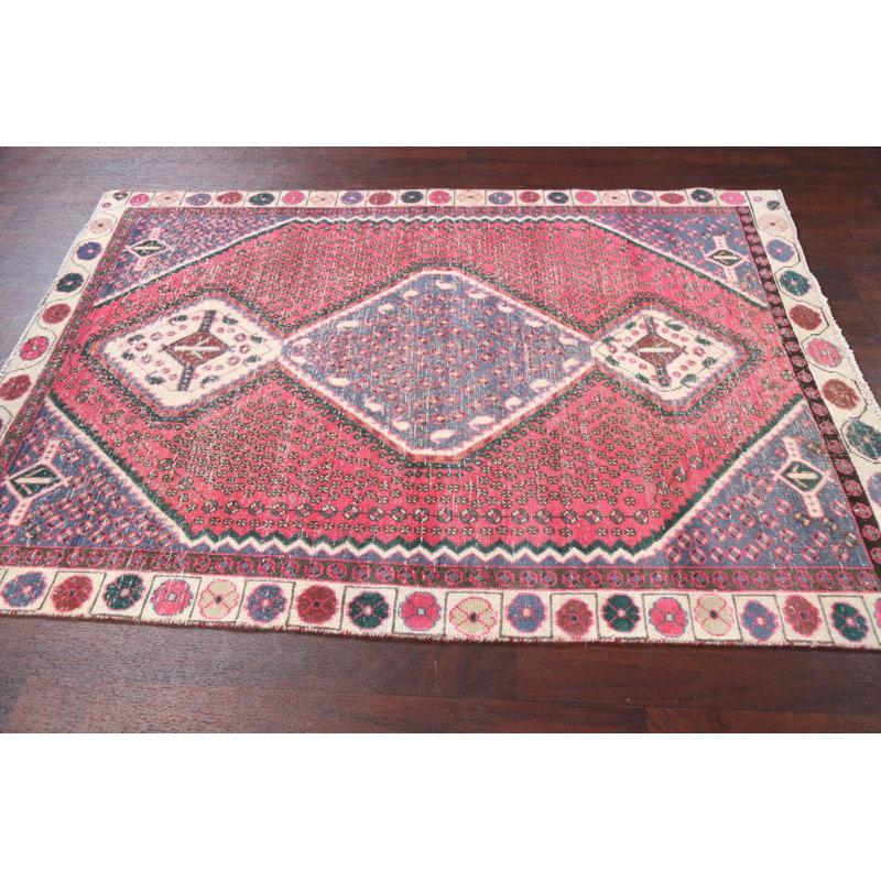 Tapis persan délavé noué à la main 4 x 6 Shiraz