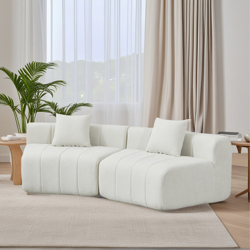 Canapé modulaire courbé Chenille, White