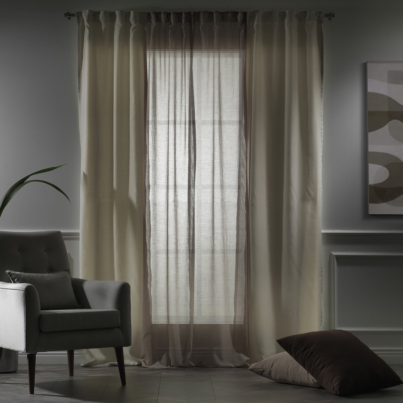 Decorative Window Curtain Each Panel, 27" W x 95" L, Cream/Beige