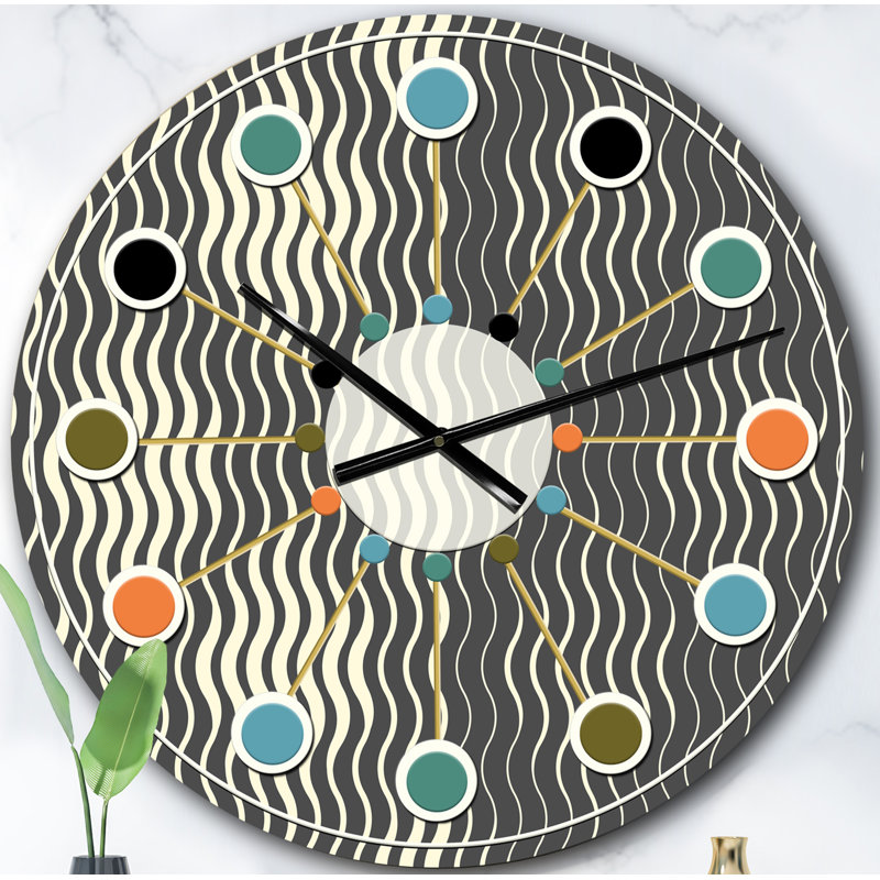 Horloge murale rétro Mid-Century, Surdimensionné
