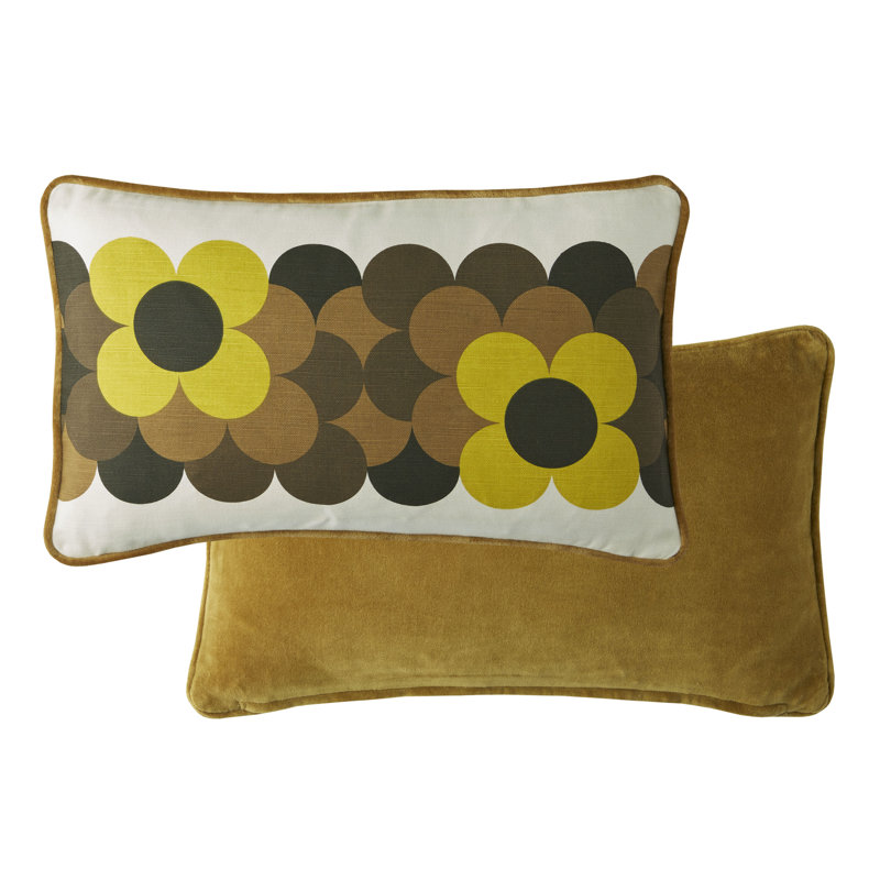 Retro Flower Stripe  Cushion, Dune