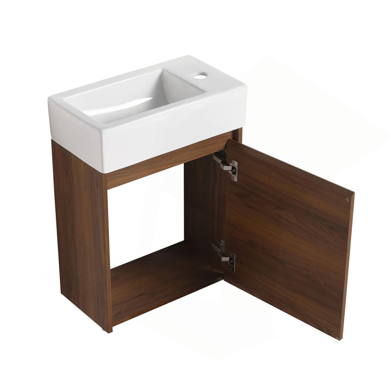 Petit meuble-lavabo flottant de 18 pouces avec lavabo simple, convenant à une petite salle de bain-LPB03018BRE