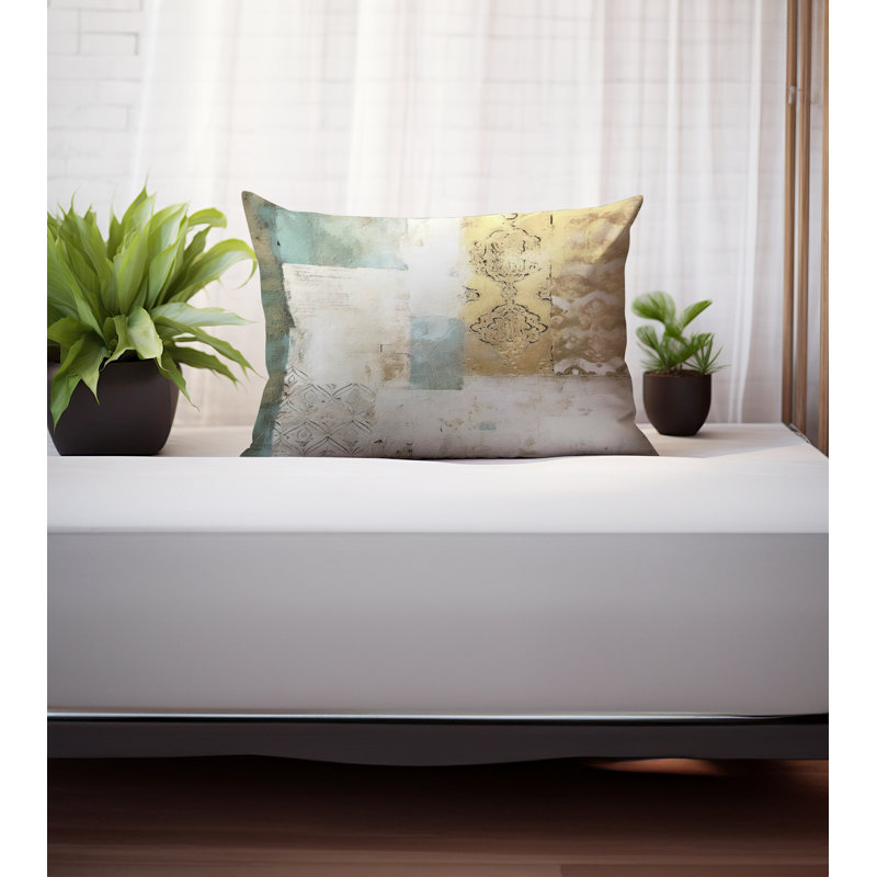 Carsten Abstract Outdoor Reversible Throw Pillow, 25"H x 18"W, Emerald/Gold