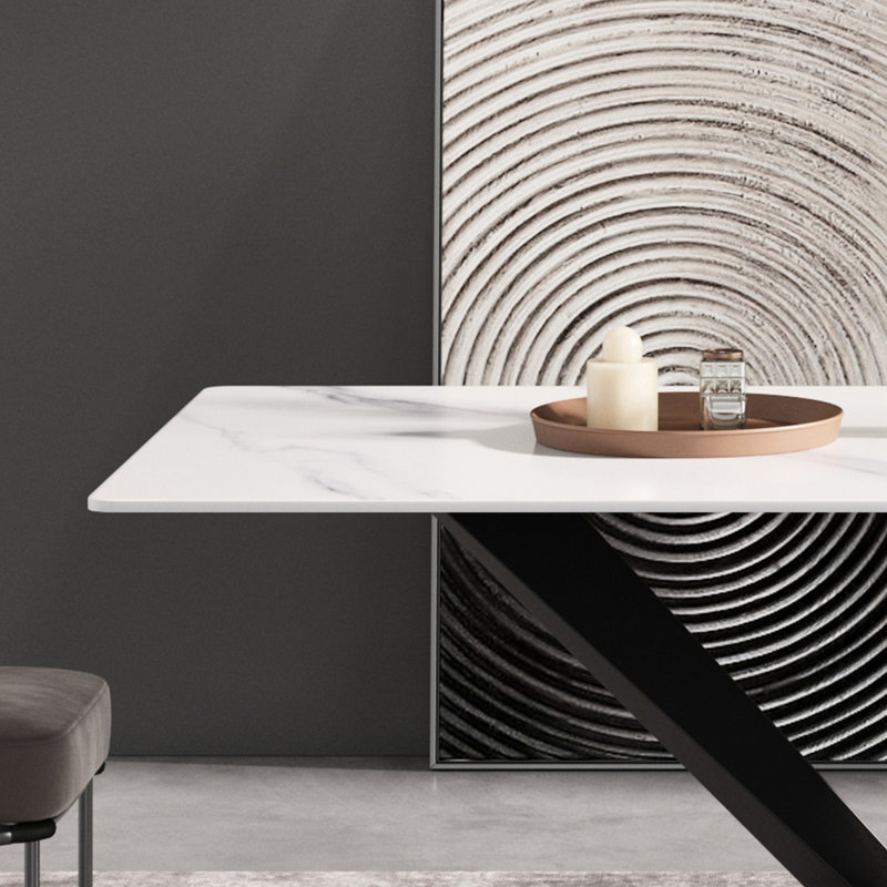 Table de salle à manger 56,4 po, Noir blanc, H 31,63 po x L 56,4 po x l 29,37 po