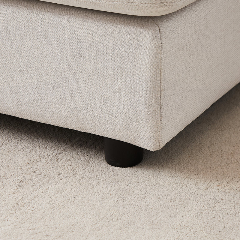 100.2" L-shaped linen sofa with ottoman, Beige