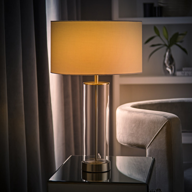 Yawen Glass Table Lamp, White, Chrome