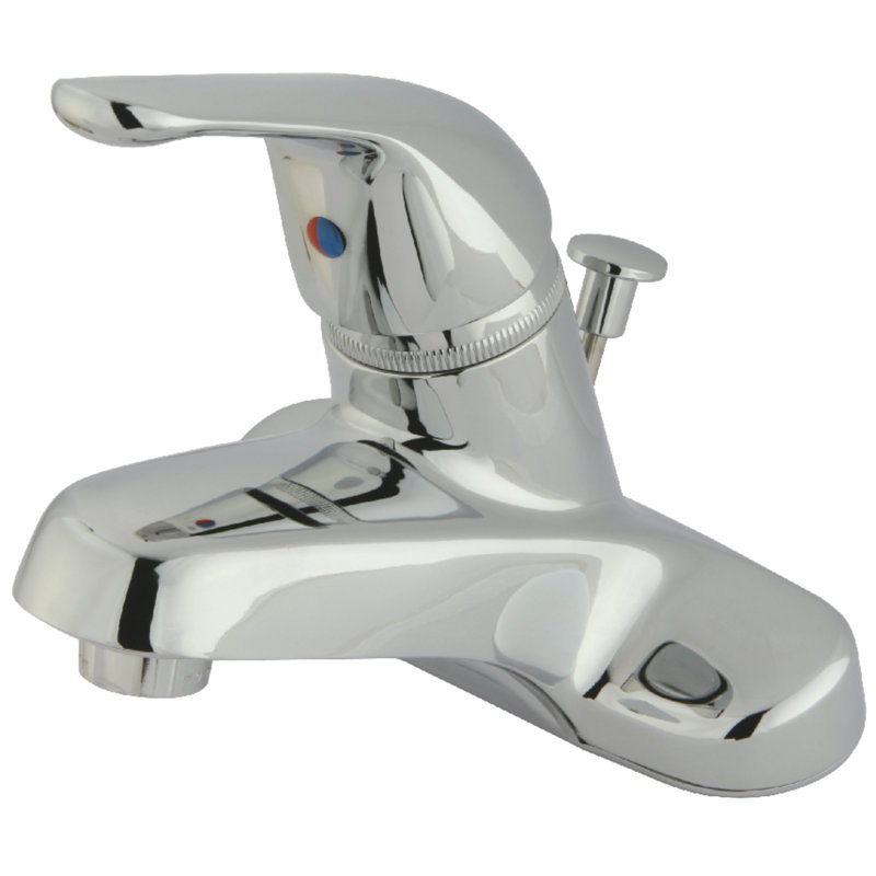 Kingston Brass Chatham Single-Handle 3-Hole Deck Mount 4" Centerset Bathroom Faucet, With Pop-Up Drain, Polished Chrome