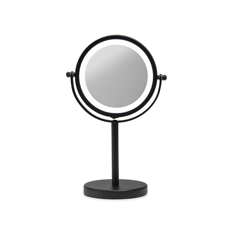 Croydex Black Steel Round Illuminated Cosmetic Mirror