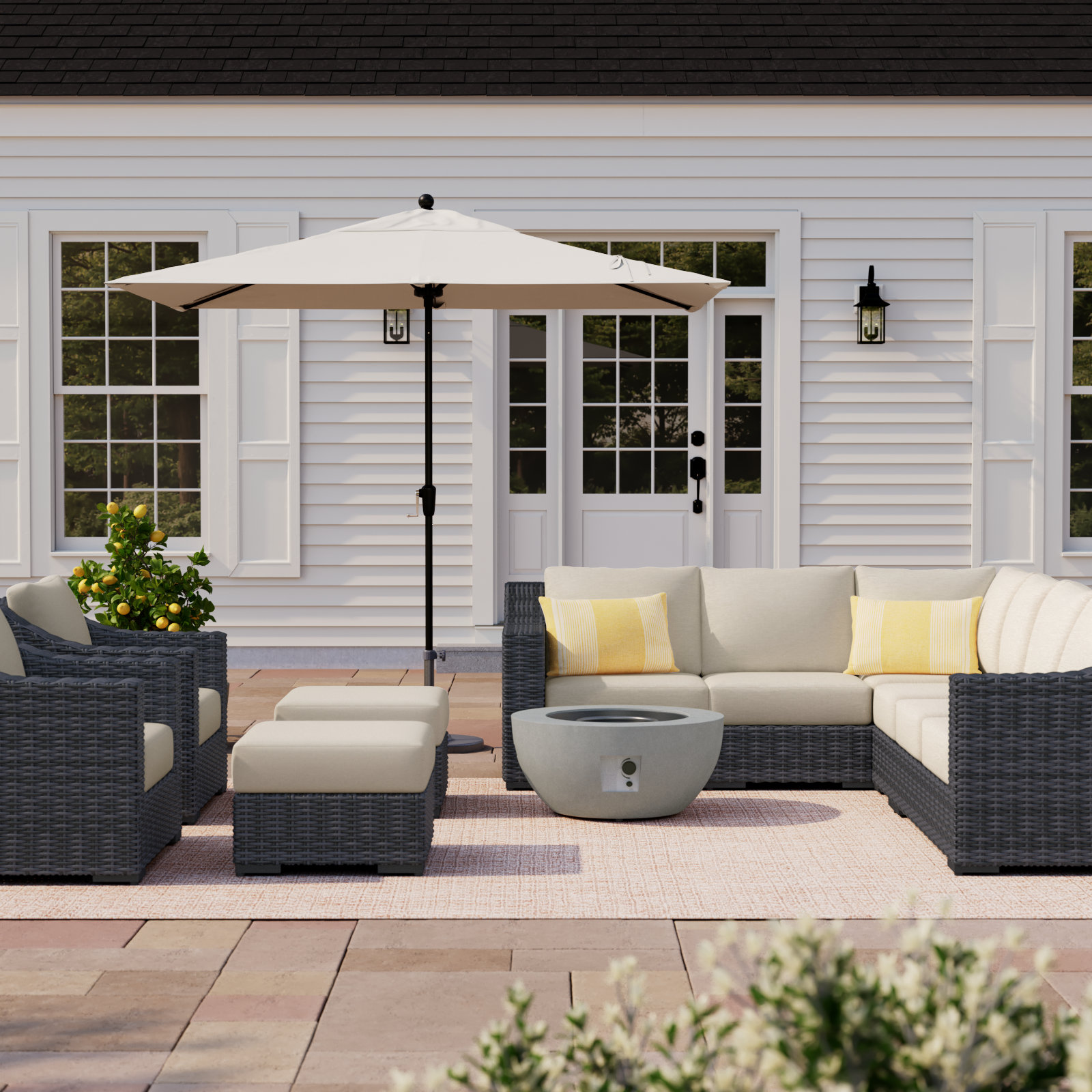 Eloisa Outdoor Conversation Set, Yes, Beige, Gray