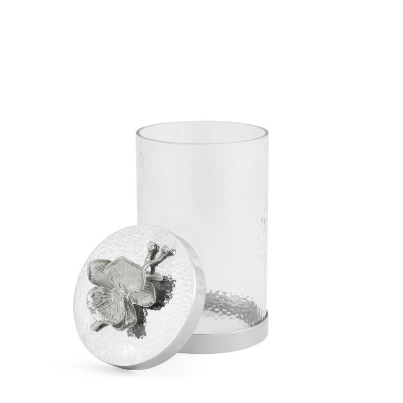 Orchid Kitchen Canister, 10" H x 5.5" W x 5.5" D, White