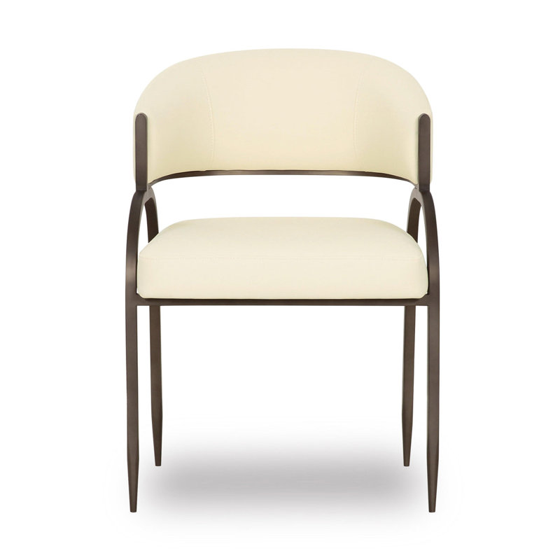 Chaise en cuir crème Sophia Performance, Crème, crème