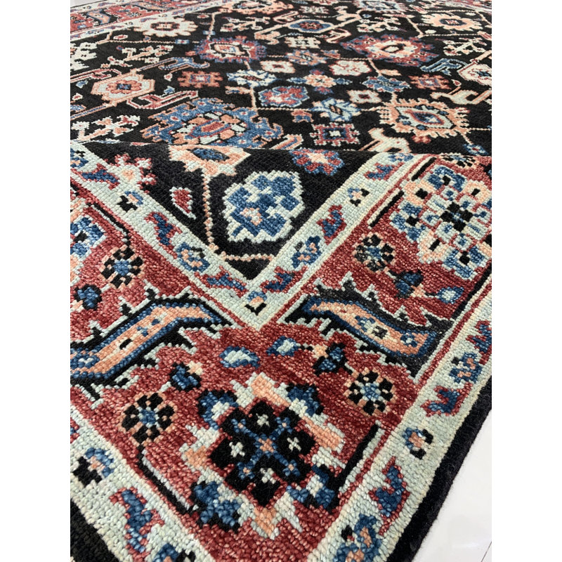 Tapis rectangulaires multicolores modernes en laine nouée à la main de style oriental moderne et élégant