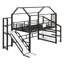 Lit mezzanine en métal avec glissières, escaliers et tablettes de rangement-1115261650