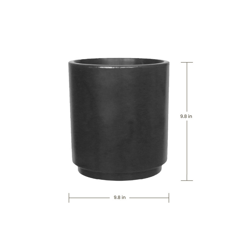 Dempsi ECOBO Eco-Friendly Round Pot Planter, Carioca Indoor/Outdoor Four Seasom Use, Dark Gray, 9.8" H x 9.8" W x 9.8" D