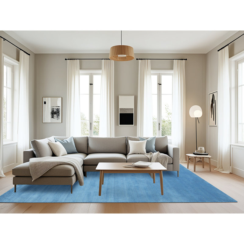 Tapis de zone bleu contemporain, Rectangle 8 pi x 12 pi