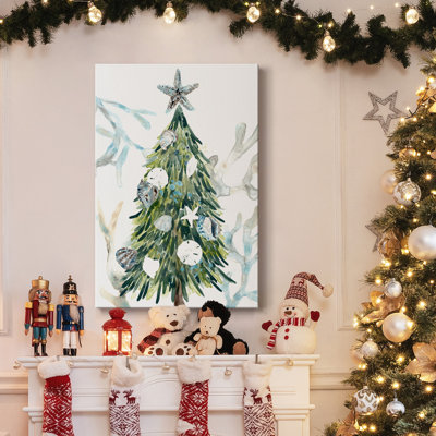 Coastal Christmas Shell Collection B, toile tendue avec châssis de qualité supérieure - prête à être accrochée