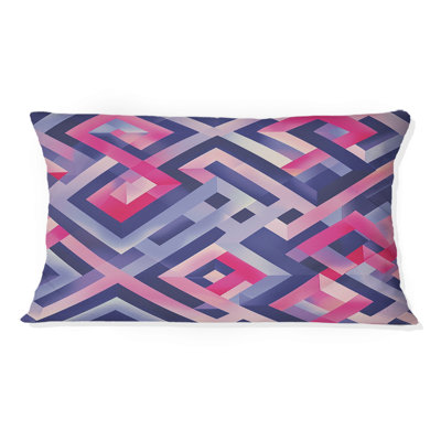 Coussin lombaire rose et bleu Midcentury Maze