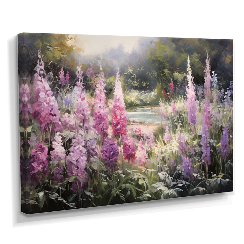 Impression d'art mural mauve, forêt de salves, fleurs sauvages, H 12 po x l 20 po x P 1 po, Toile tendue