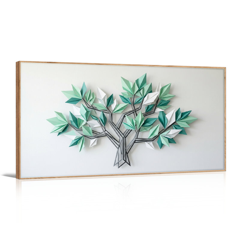 Ensemble de 1 tableau sur toile « Arbre en origami », 48“W x 24”H, Natural