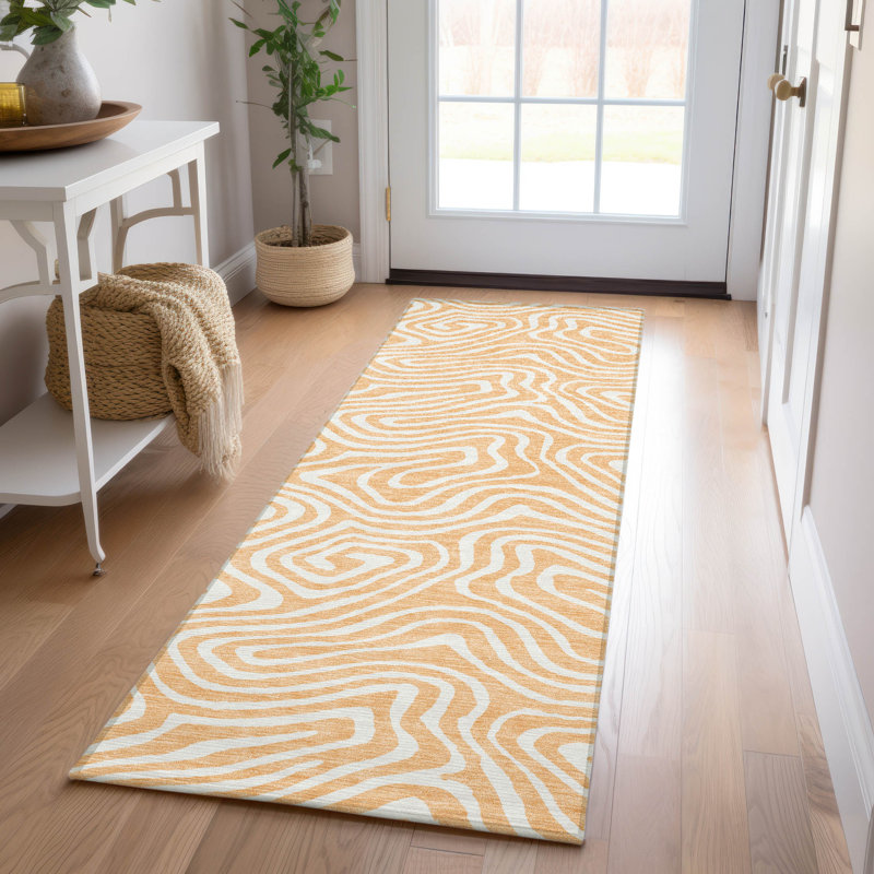 Tapis lavable intérieur / extérieur orange Evalora , 2 pi 3 po x 7 pi 6 po