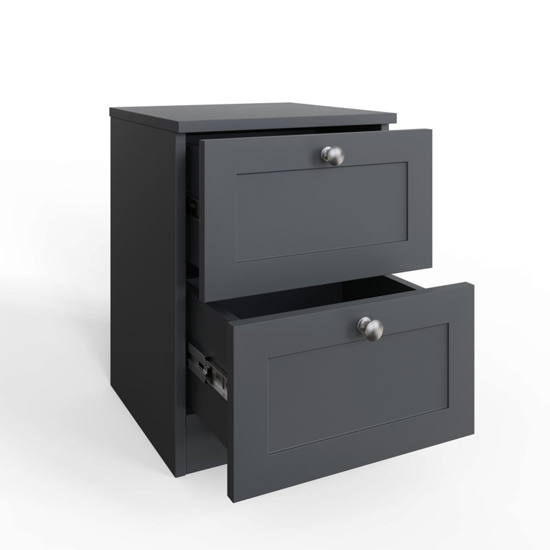 Artus Shaker 2 Drawer Bedside Table Nightstand Matt Grey