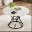 Table de salle à manger circulaire avec motif en marbre blanc pour 4 à 6 personnes