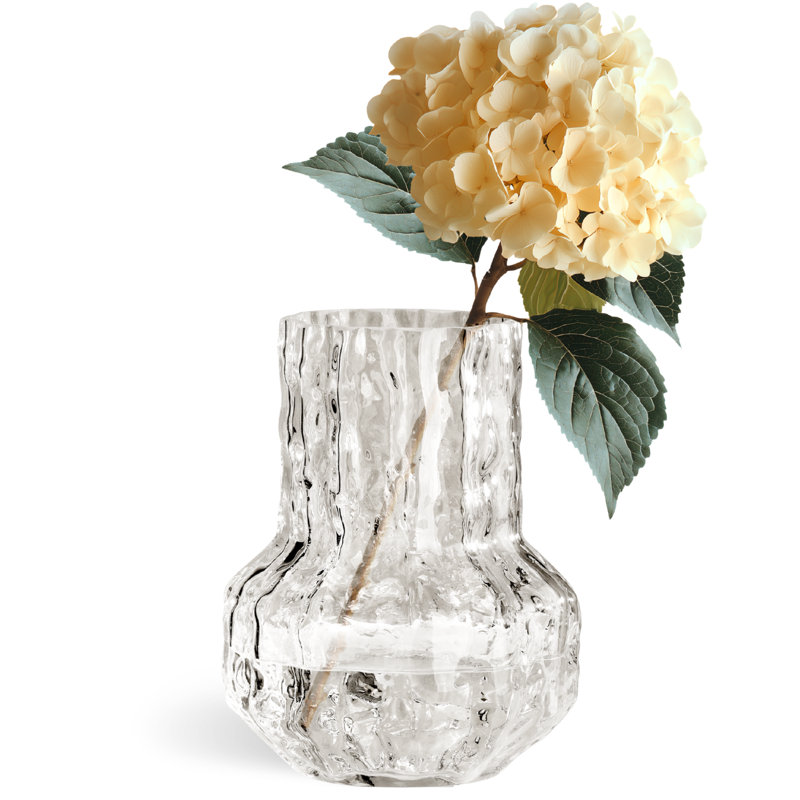 Jhonathon 7" Textured Clear Glass Table Vase, 7.25" H x 5.5" W x 5.5" D, Clear