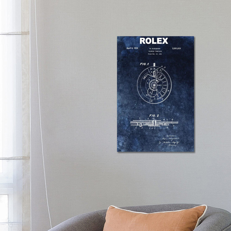 Rolex Calendar Time Piece, 1951- Blue by Dan Sproul - Wrapped Canvas Print, 66.04cm H x 66.04cm W