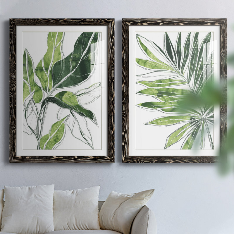 Expressive Palm III - ensemble de 2 peintures encadrées, Noir, H 31,5 po x l 43,5 po x P 1 po